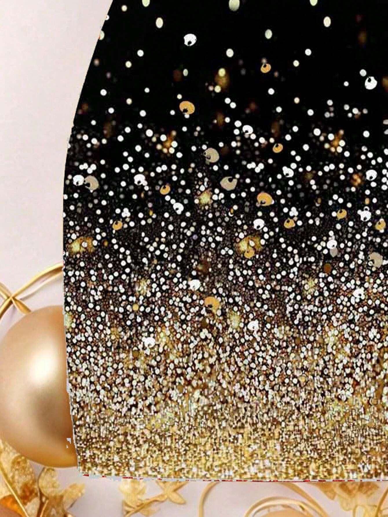 Ezwear Casual Party Glitter Sequin Design Simple Mini Bodycon Gold Cami Dress for Women, Suitable for Party Occasions