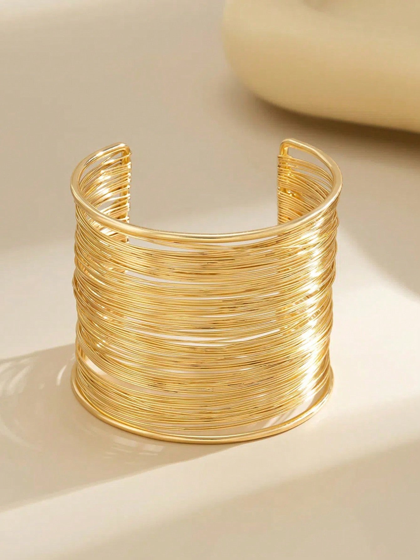 1Pc Simple Metal Style Wire Drawing Open Cuff Bracelet for Women, European and American Cross-Border Jewelry