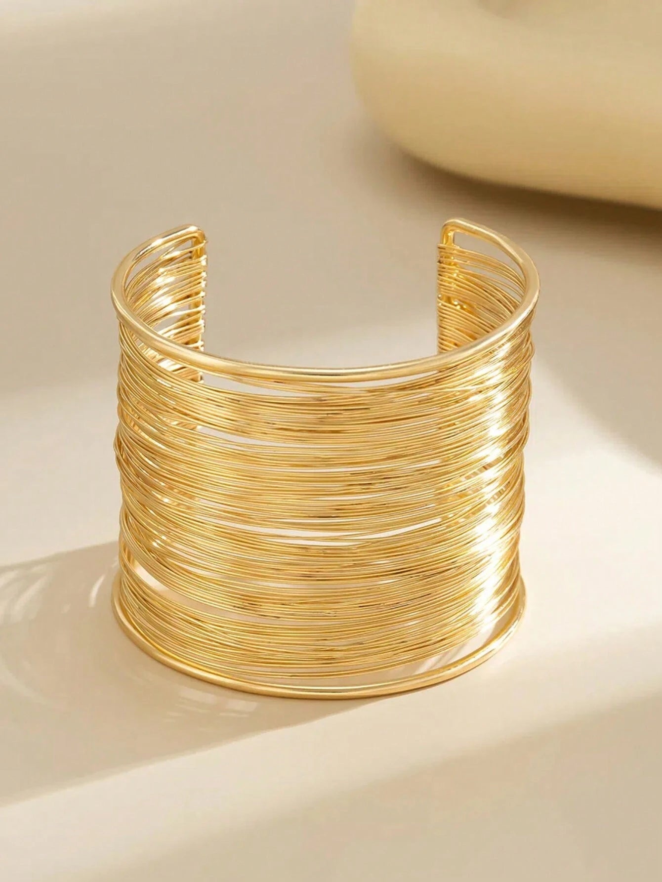 1Pc Simple Metal Style Wire Drawing Open Cuff Bracelet for Women, European and American Cross-Border Jewelry