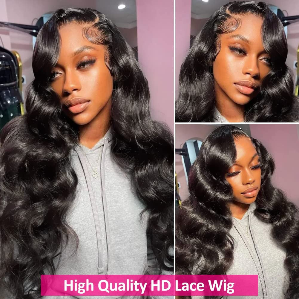 Body Wave Lace Front Wigs Human Hair 150% Density 13X4 HD Human Hair Wigs for Black Women Pre Plucked with Baby Hair Transparent Brazilian Lace Frontal Wigs with Natural Hairline 26 Inch