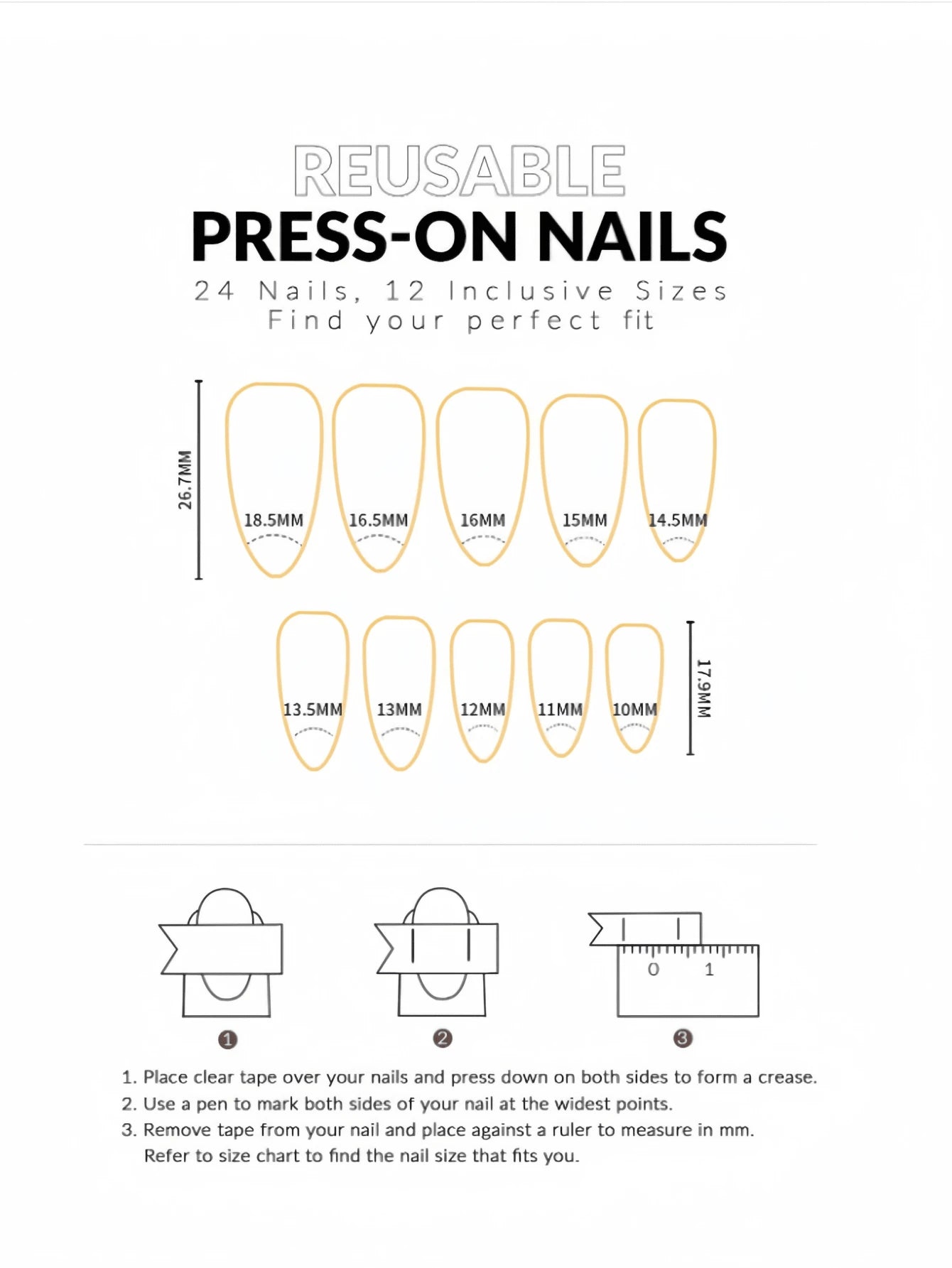 1 Set of 24Pcs Almond Shaped Press-On Nails with Minimalist Metallic 3D Design, Includes Jelly Gel and Files, Suitable for All Ladies to Make Fingers More Charming with Daily Outfits