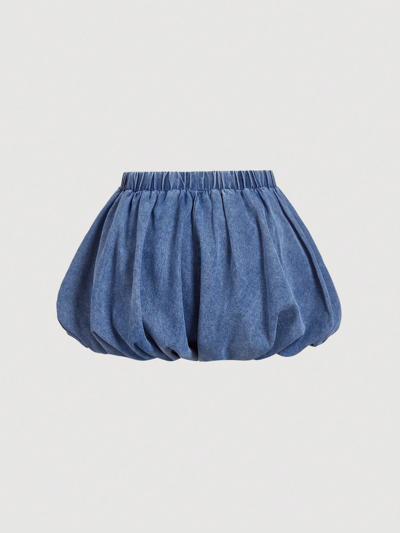 MOD plus Size Blue Denim Shorts Bubble Culottes Elastic Waistband Cute and Sweet Outfit Spring and Summer Denim Shorts