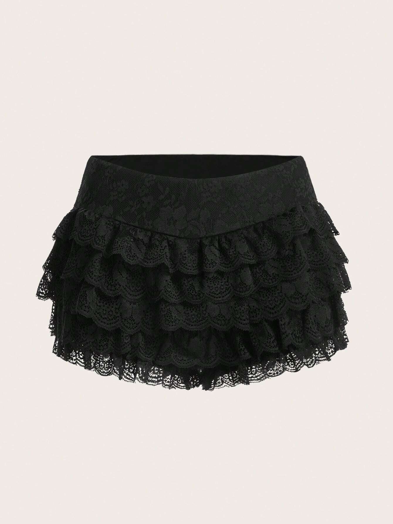 ICON Y2K Summer plus Size Solid Color Sexy Lace Cake Layer Shorts