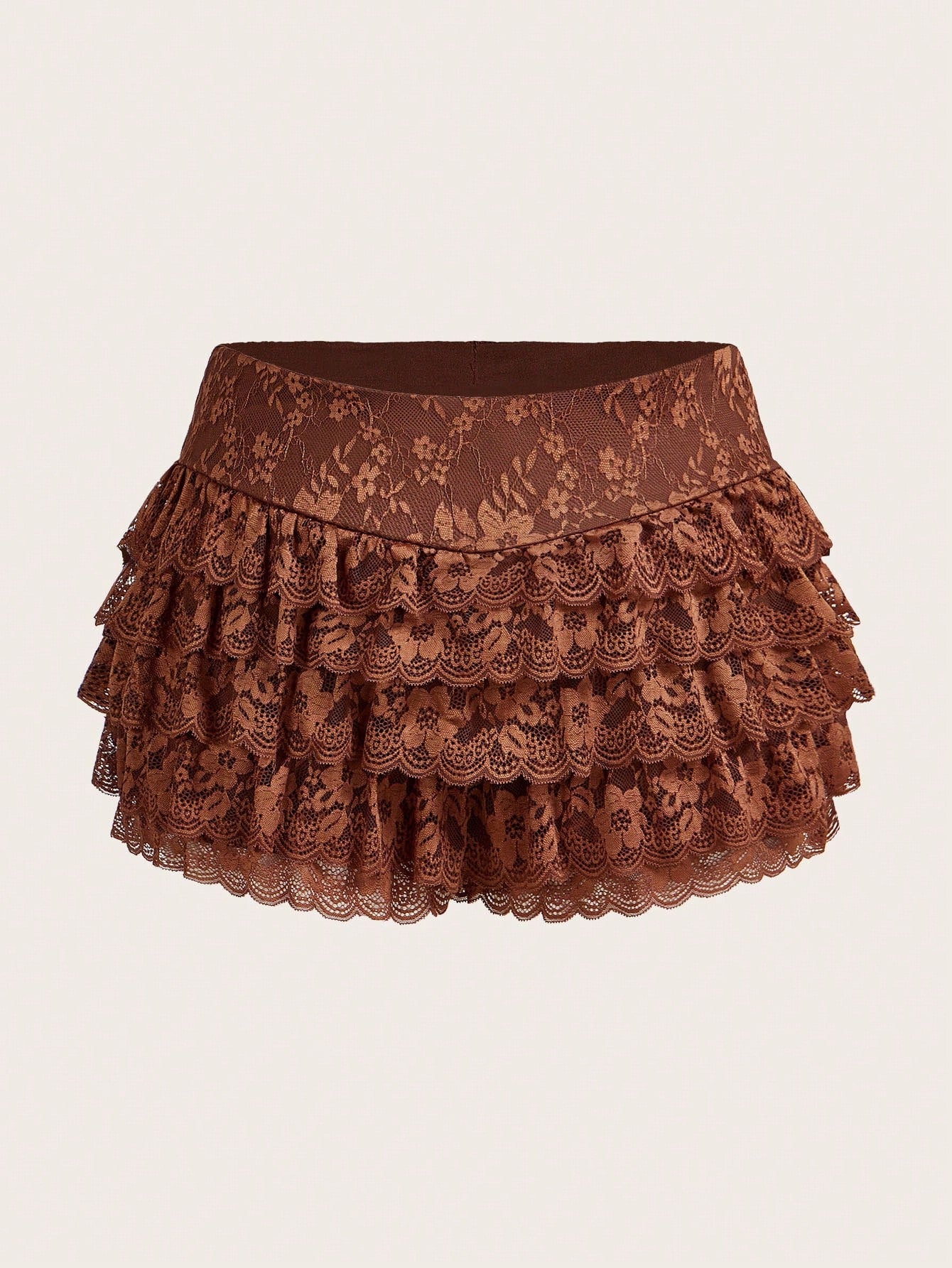 ICON Y2K Summer plus Size Solid Color Sexy Lace Cake Layer Shorts