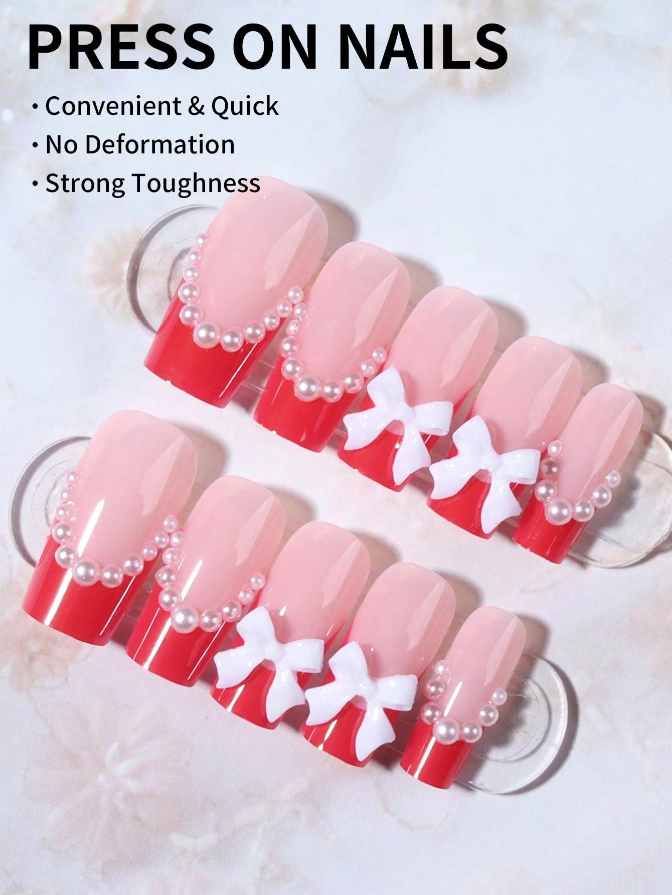 Elevate Your Style With, 24Pcs/Set Long Coffin Red French Tip Press on Nails Tips Chic Minimalist Style - Reusable Design Fake Nail,Contain 1Pc Jelly Glue and 1Pc Nail File, Acrylic Fake Nails for Women and Girls, Daily Life and Party Use