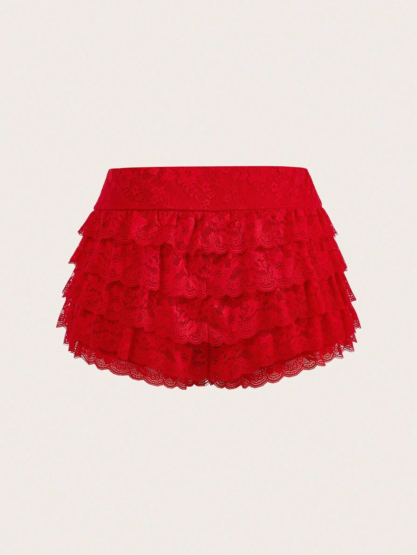 ICON Y2K Summer plus Size Solid Color Sexy Lace Cake Layer Shorts