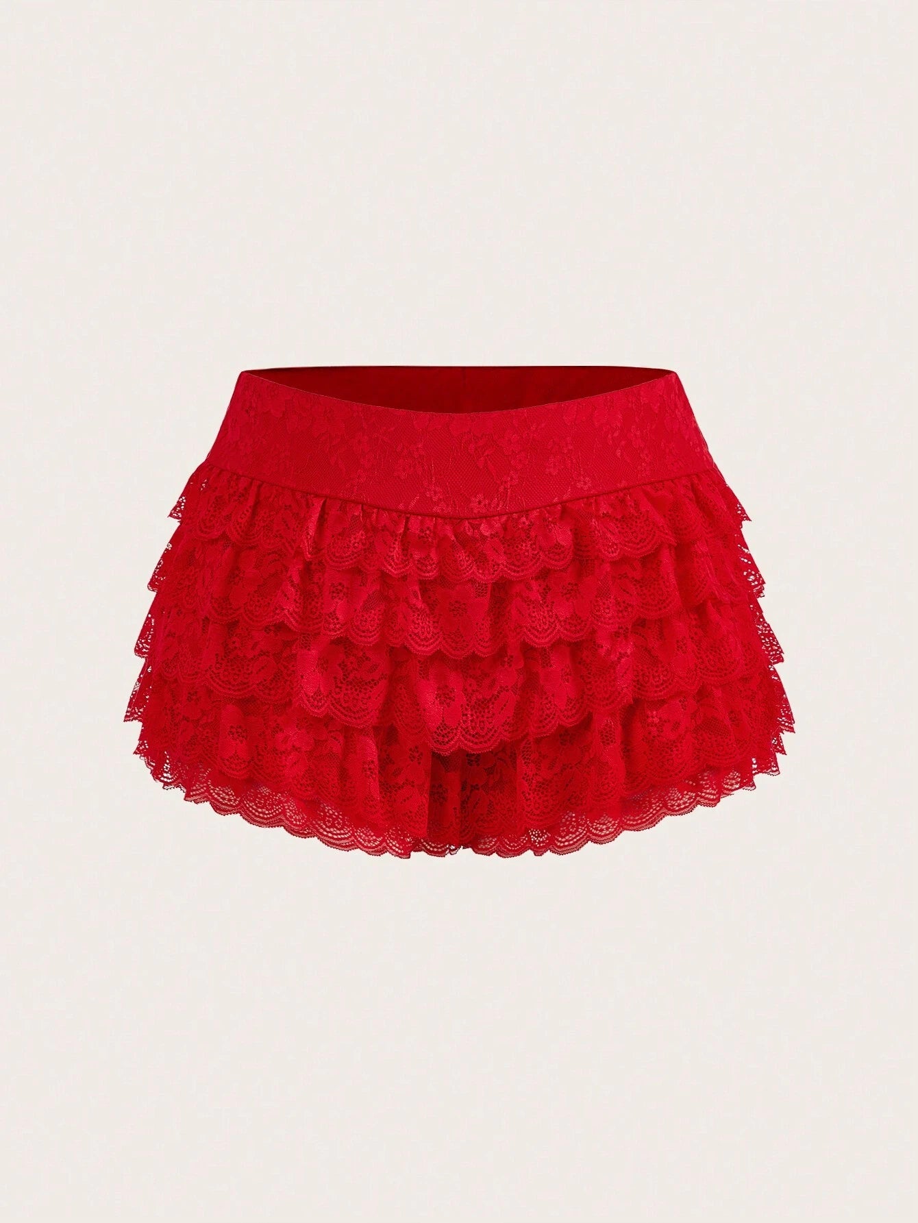 ICON Y2K Summer plus Size Solid Color Sexy Lace Cake Layer Shorts