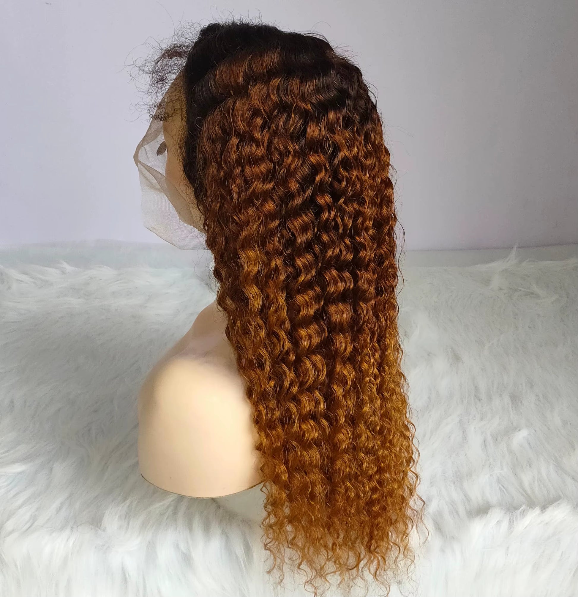 Ombre Highlight Deep Curly Wig Brazilian Raw Human Hair Wig Highlighted Blonde Water Wavy Breathable 13X4 Swiss Lace Front Wigs