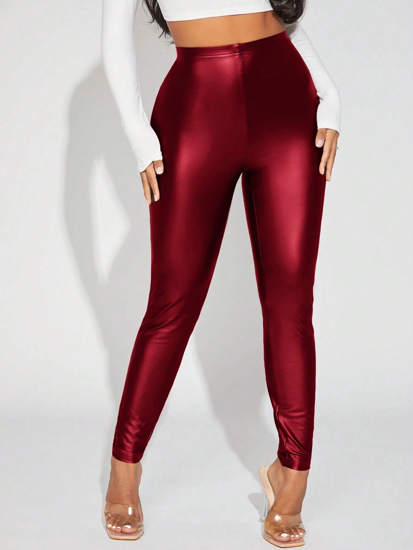 Tall CURVE plus Size Fashionable Metallic High Waist Leggings