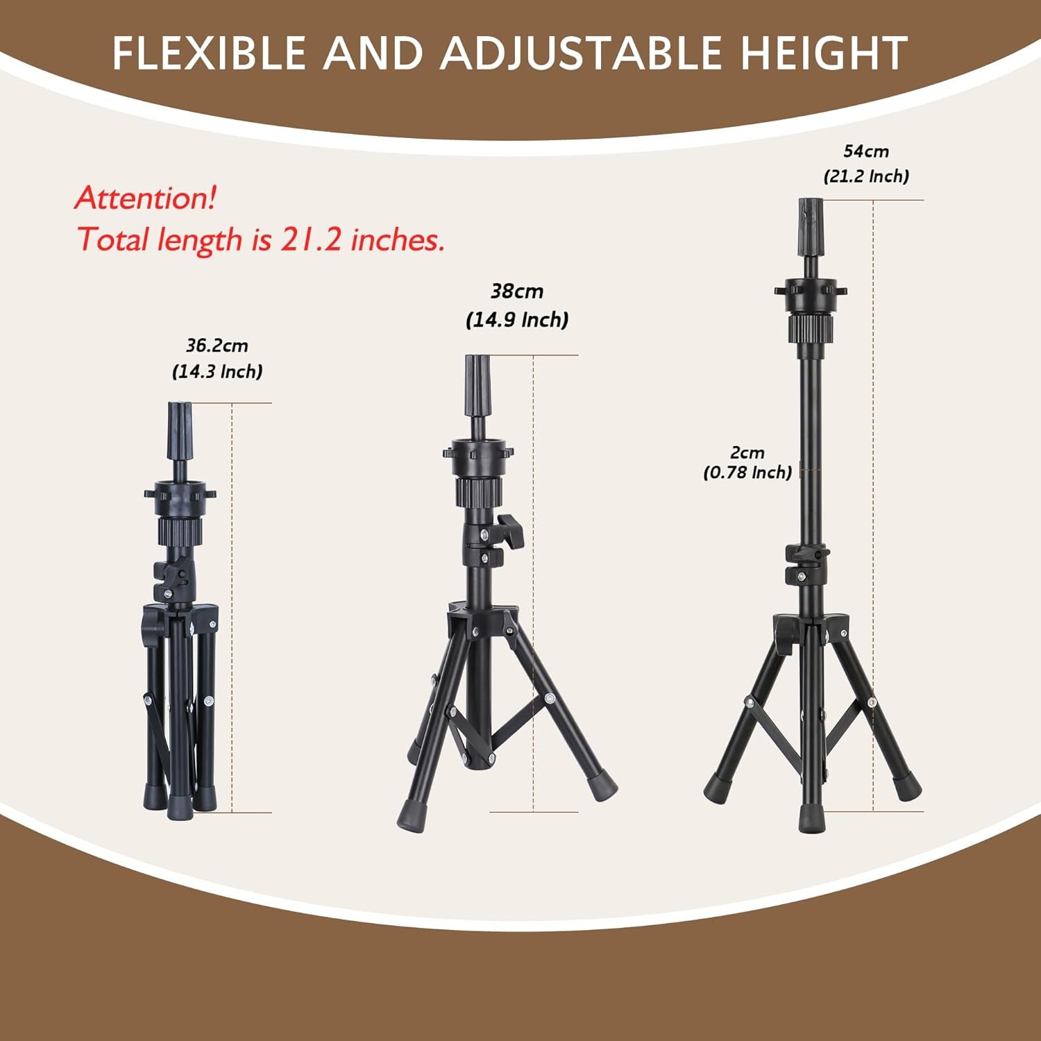 Wig Stand Tripod for Cosmetology Hairdressing Training, Metal Adjustable Mannequin Head Stand Training Head Holder, Mannequin Tripod Stand for Wig Cosmetology Training Practice