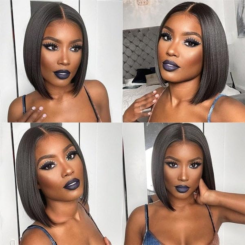 Raw Bob Wigs Human Hair 4X4 Lace Closure Wig Triple Lifespan than Regular Virgin Hair Wig Keep Silky and Smooth after Multiple Washes 100% Indian 18A Raw Hair Wigs(10Inch)