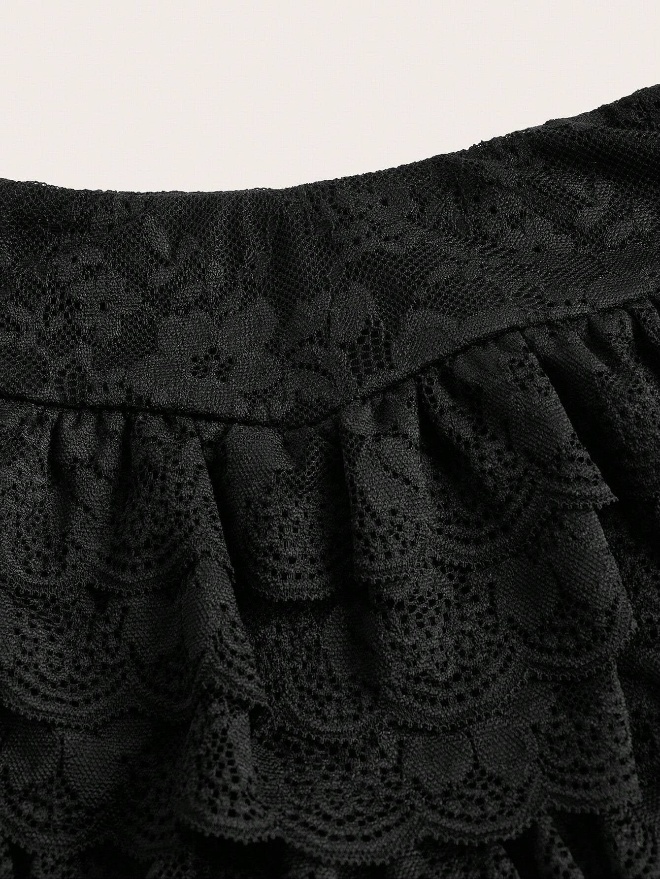 ICON Y2K Summer plus Size Solid Color Sexy Lace Cake Layer Shorts