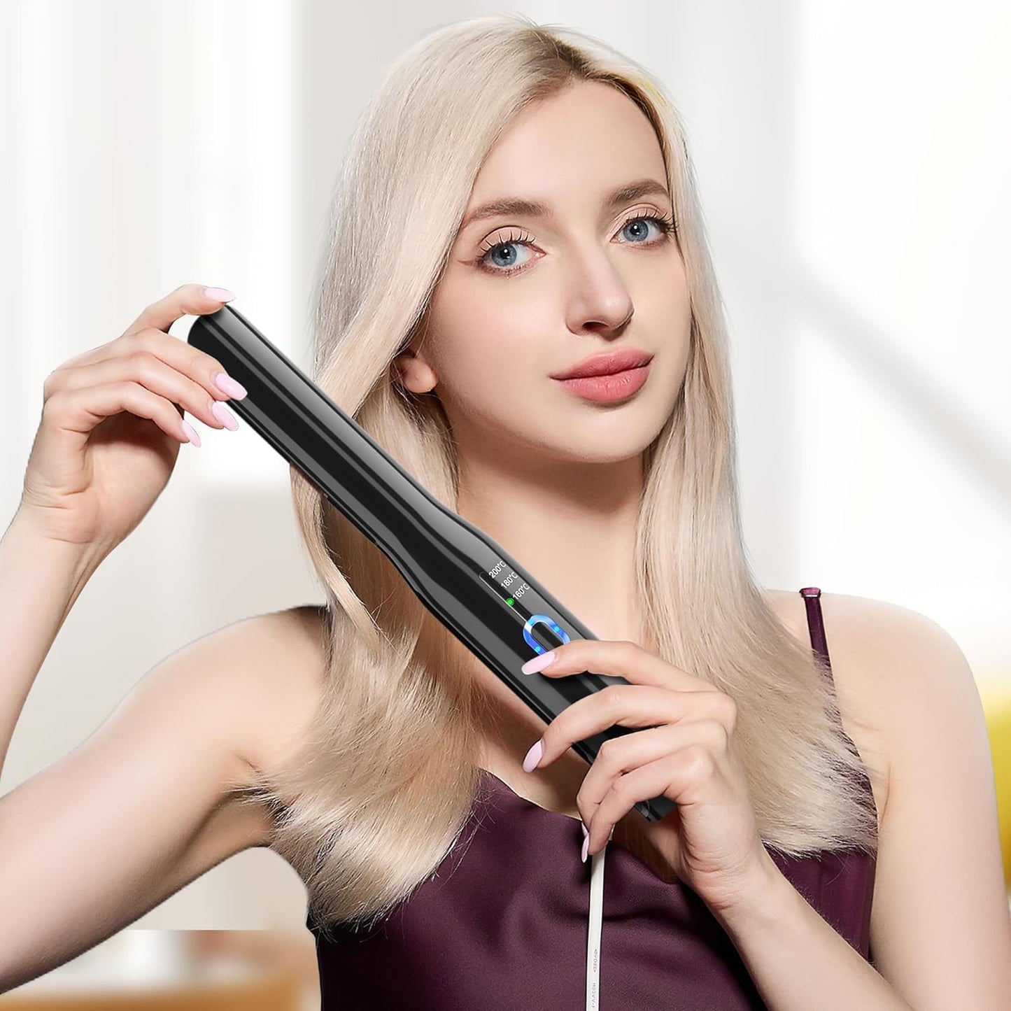 Cordless Hair Straightener,2-In-1 Iron 3 Temp Modes,Usb-C Rechargeable, Fast Heating,Straightening & Curling,Portable and Travel Friendly, Flat Iron for Thin & Thick Hair on the Go (Black)