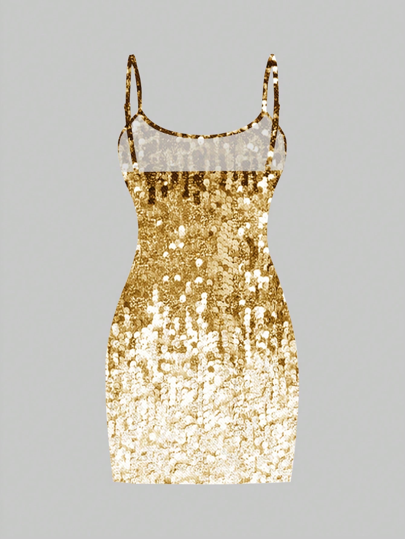 Ezwear Casual Party Glitter Sequin Design Simple Mini Bodycon Gold Cami Dress for Women, Suitable for Party Occasions