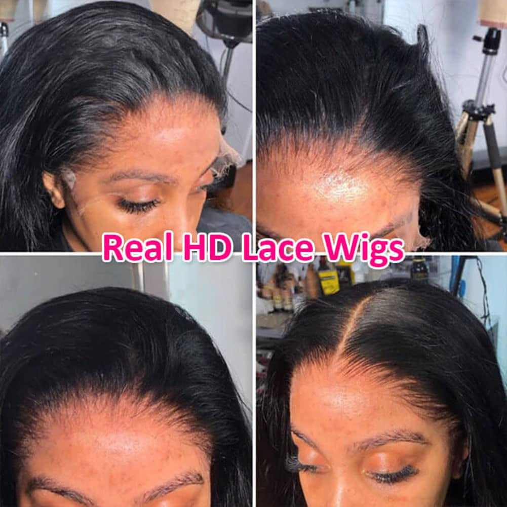 Body Wave Lace Front Wigs Human Hair 150% Density 13X4 HD Human Hair Wigs for Black Women Pre Plucked with Baby Hair Transparent Brazilian Lace Frontal Wigs with Natural Hairline 26 Inch