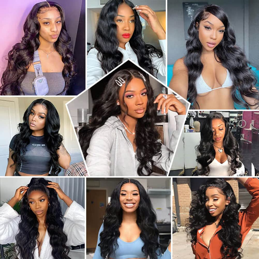 Body Wave Lace Front Wigs Human Hair 150% Density 13X4 HD Human Hair Wigs for Black Women Pre Plucked with Baby Hair Transparent Brazilian Lace Frontal Wigs with Natural Hairline 26 Inch