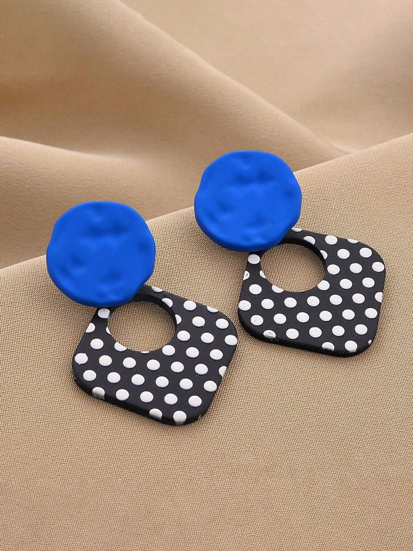 1 Pair of Fashionable Retro Personality Women'S Earrings, Sweet and Fresh Style, Black and White Polka Dot Earrings, Alloy, Acrylic and Stainless Steel Materials, Suitable for Daily, Festivals, Gatherings and Other Occasions, Can Be Used as Valentine'S Day Gifts, Holiday Gifts Valentines