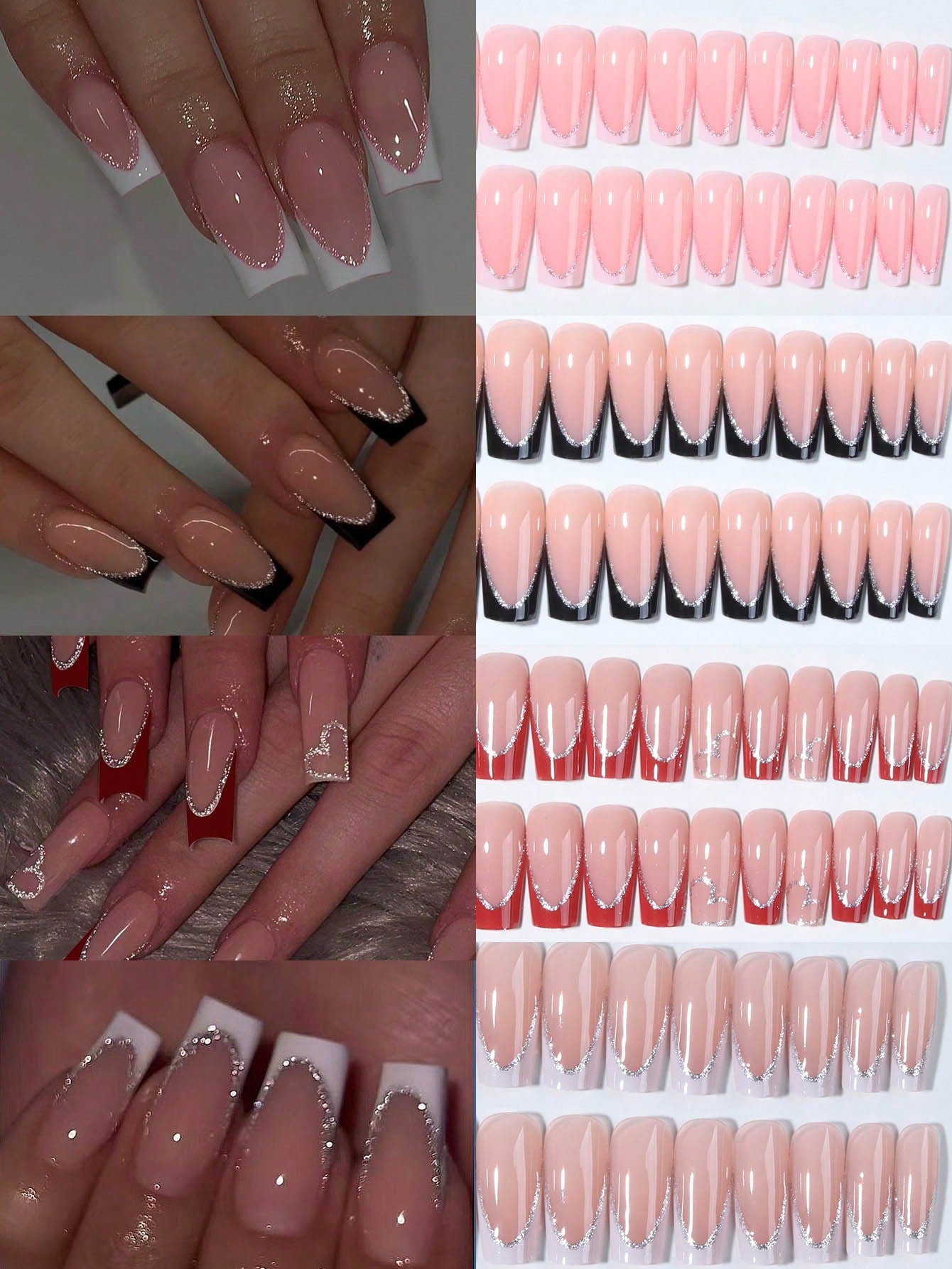 Elevate Your Style With, 24Pcs/Set Long Coffin Red French Tip Press on Nails Tips Chic Minimalist Style - Reusable Design Fake Nail,Contain 1Pc Jelly Glue and 1Pc Nail File, Acrylic Fake Nails for Women and Girls, Daily Life and Party Use